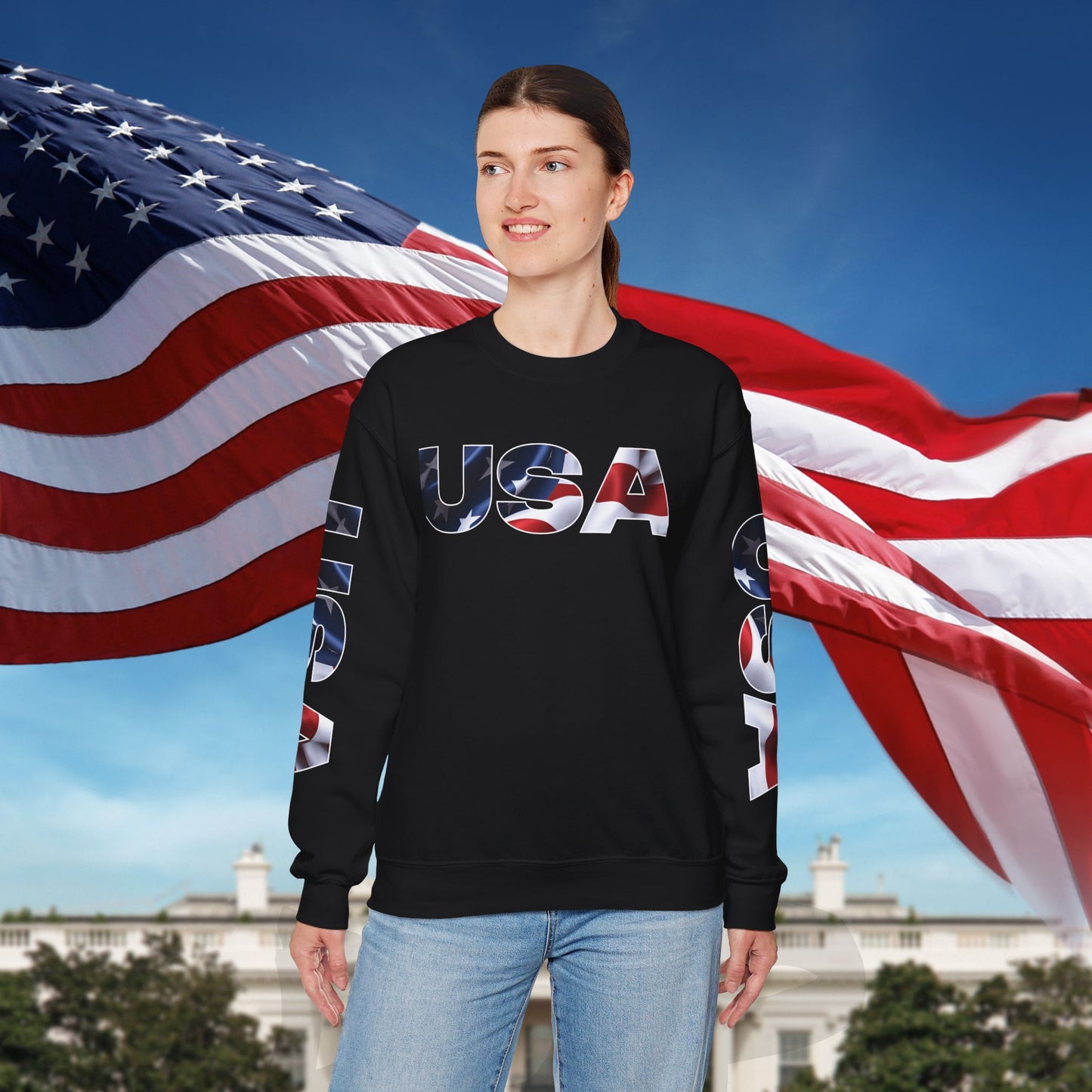 Patriotic USA Crewneck Sweatshirt - Unisex Heavy Blend - American Pride - National Pride Gift - S-5XL