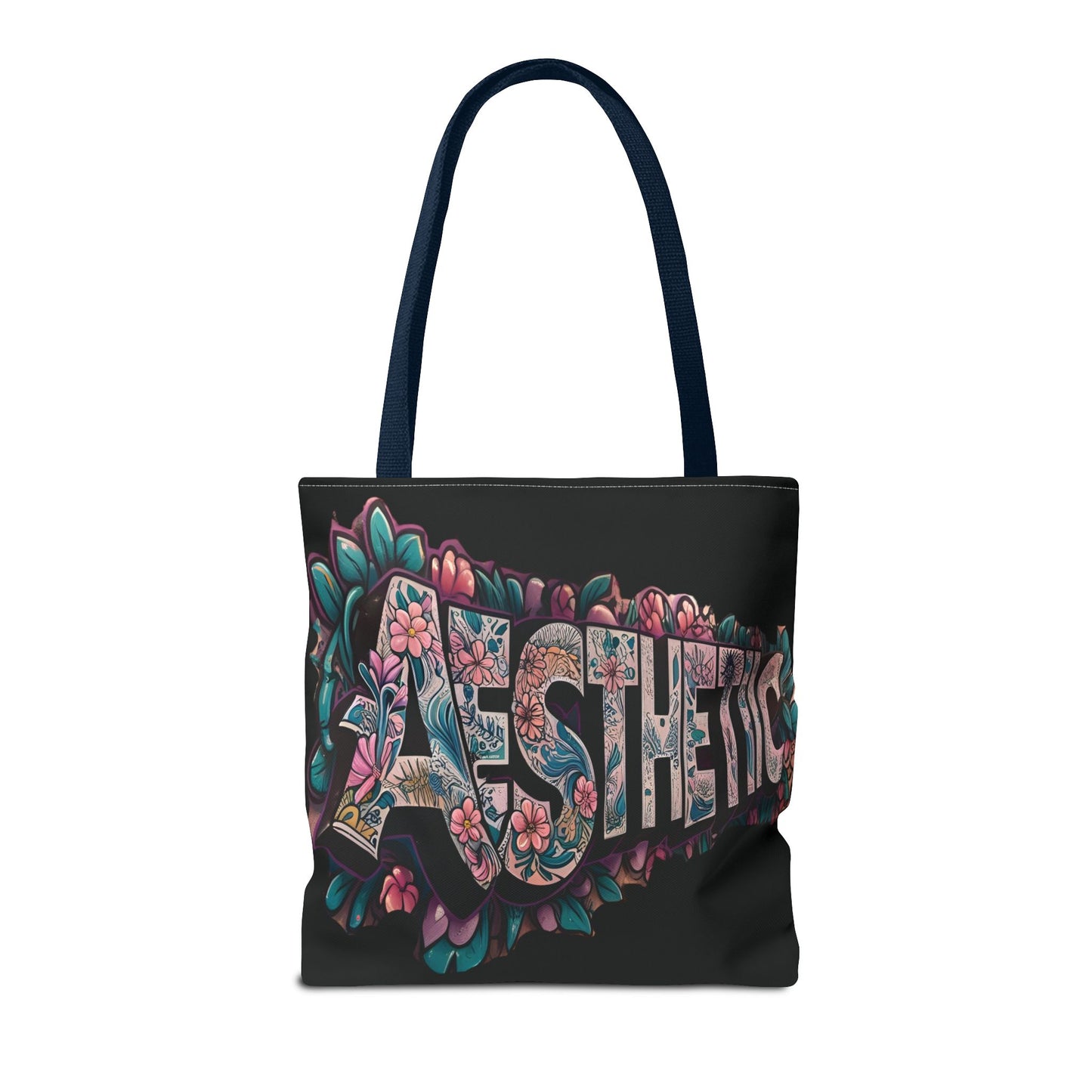 Eye-Catching - Aesthetic - Black Floral Tote Bag - Shopping Bag - Eco-Friendly Grocery Tote - Boho Style Handbag - Gift  for Art Lovers - Travel Accessory -