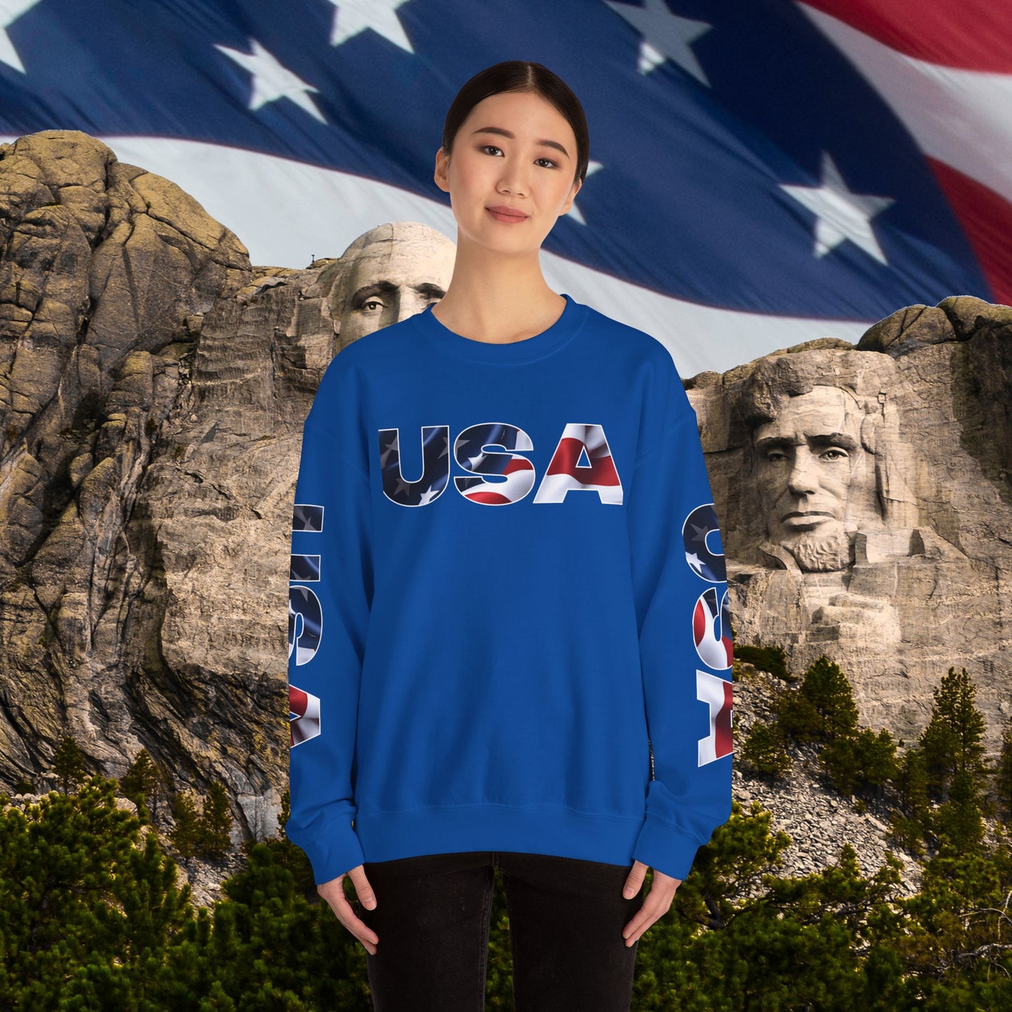 Patriotic USA Crewneck Sweatshirt - Unisex Heavy Blend - American Pride - National Pride Gift - S-5XL