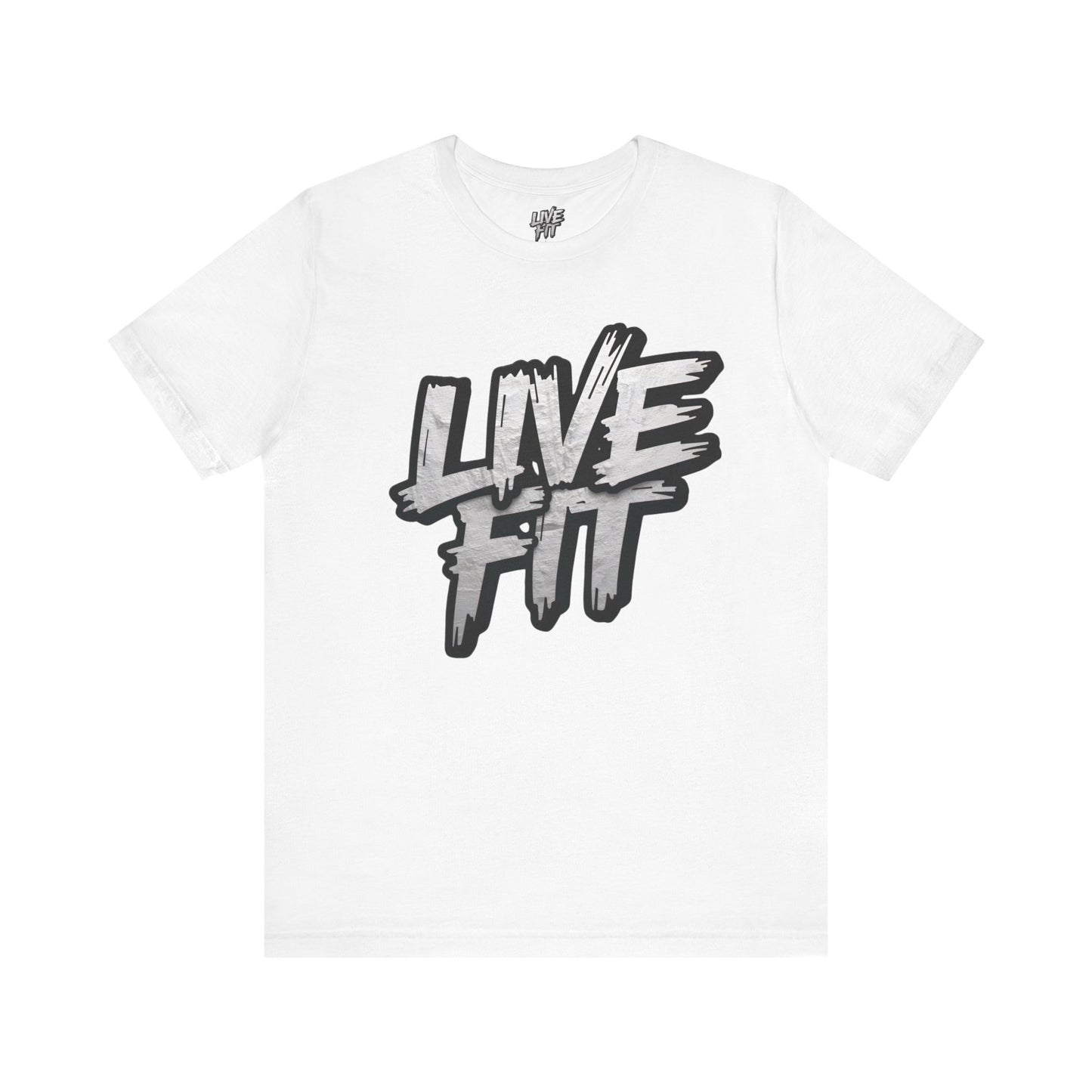 LIVE FIT Unisex Jersey Tee - Fitness Shirt - XS - 4XL -  Workout Apparel -  Motivational T-Shirt - Casual Wear - Gift for Fitness Enthusiasts