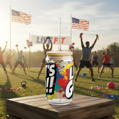 Let's Go!! Motivational Sipper Glass - 16oz Titan Plastic with Straw