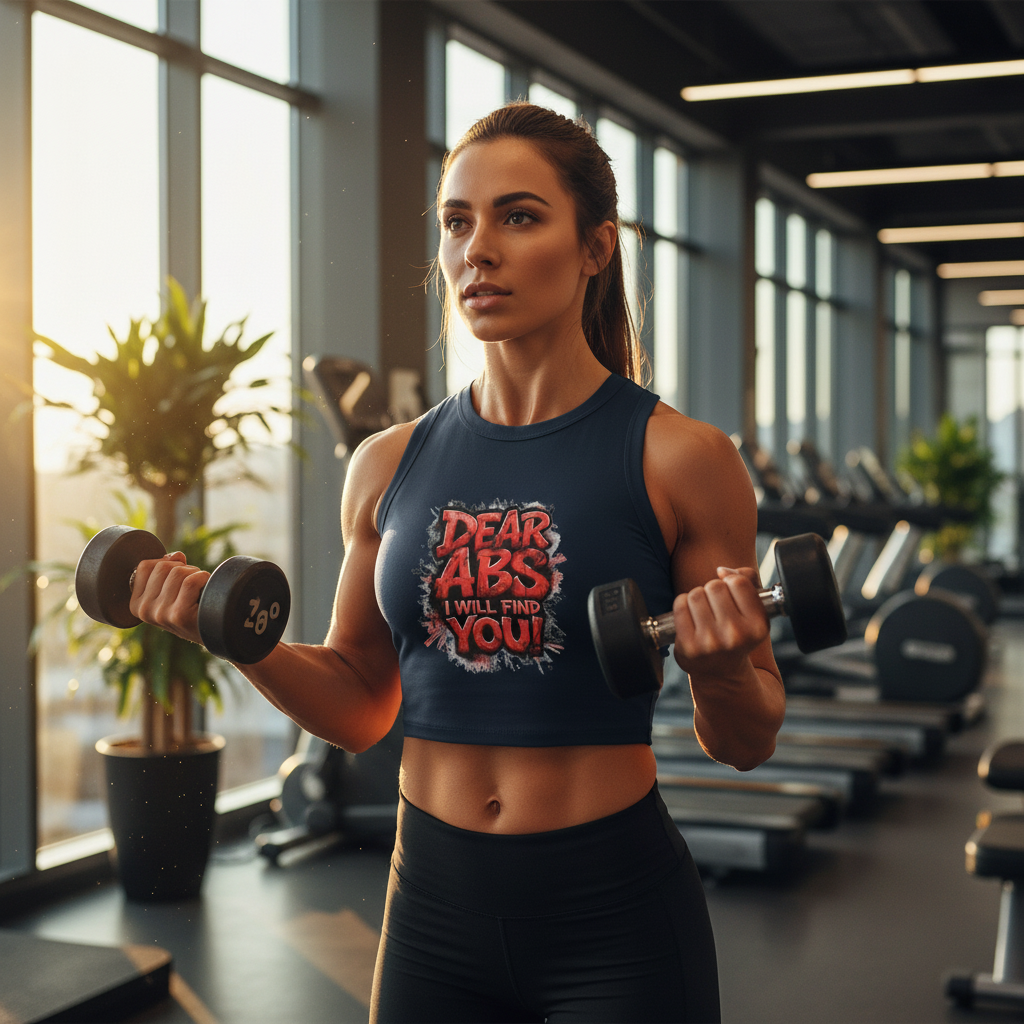 Dear Abs I Will Find You! - Racer Tank Top - Fit & Fun - Women's Crop Top - Fitness - Sizes - XS - 2XL