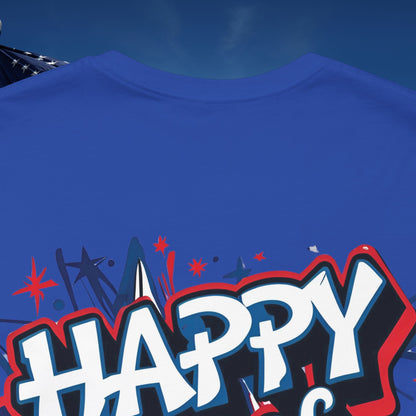 Happy 4th Of July Unisex Jersey Short Sleeve Tee, Independence Day T-Shirt, Patriotic Shirt, Red White Blue Tee, USA Celebration Top