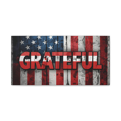 Grateful American Flag Wall Art | Patriotic Canvas Decor, Home Wall Decor, Inspirational Gift, 4th of July Decoration, Veteran's Day