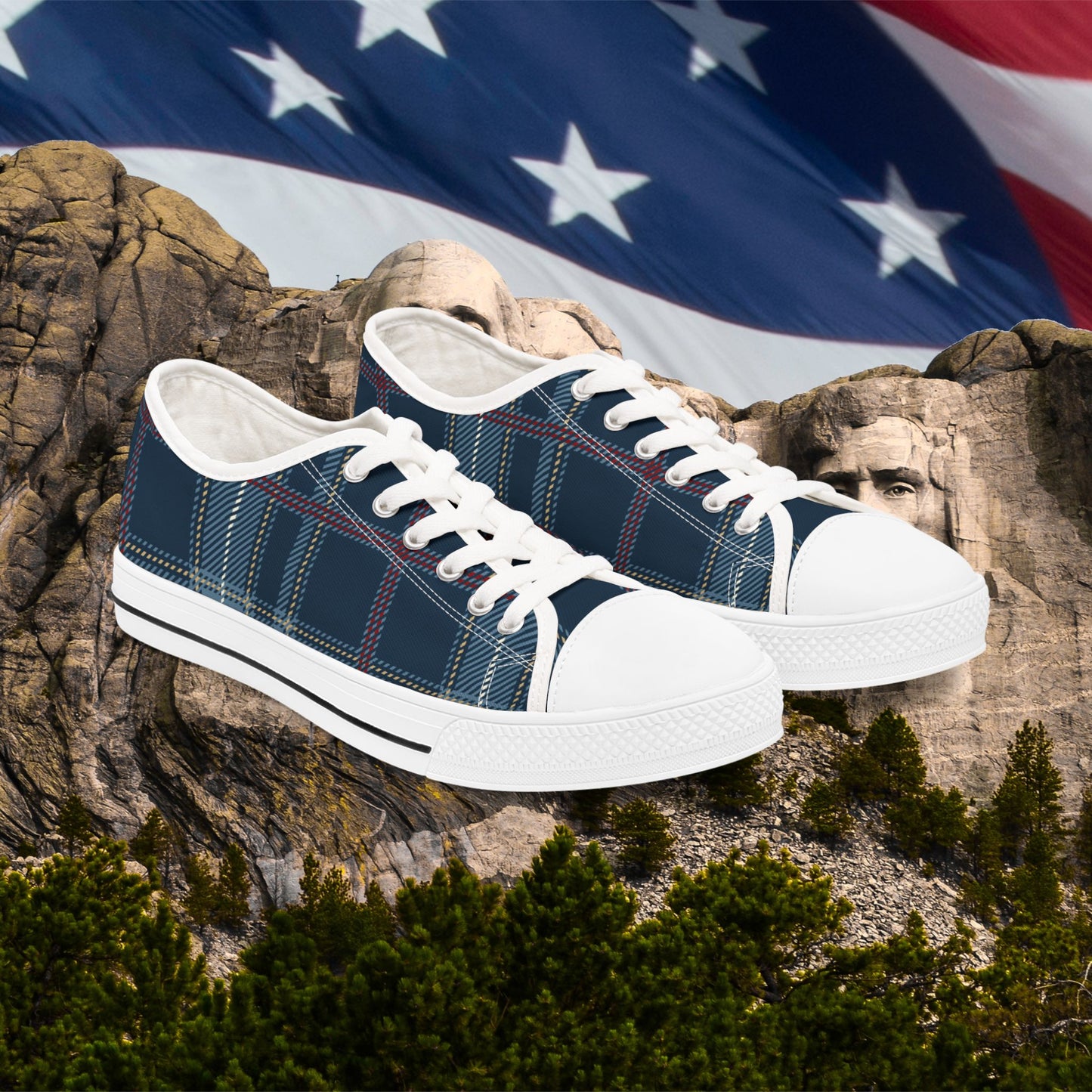 🇺🇸 Plaid Blue 🇺🇸 Low Top Sneakers 🇺🇸 Comfortable 🇺🇸Casual Footwear 🇺🇸 for Every Occasion 🇺🇸