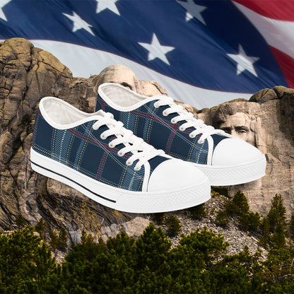 🇺🇸 Plaid Blue 🇺🇸 Low Top Sneakers 🇺🇸 Comfortable 🇺🇸Casual Footwear 🇺🇸 for Every Occasion 🇺🇸