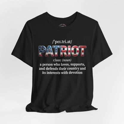Patriot Definition Tee — American Flag Text Patriotic T‑Shirt - Patriot Fit Life