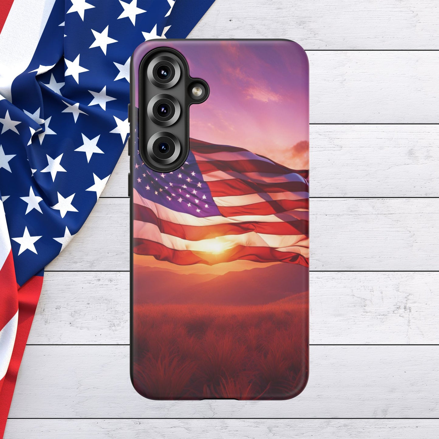 Stylish Phone Case - American Flag At Sunset Design - Patriotic Gift for Veterans - Independence Day -  Summer Vibes -