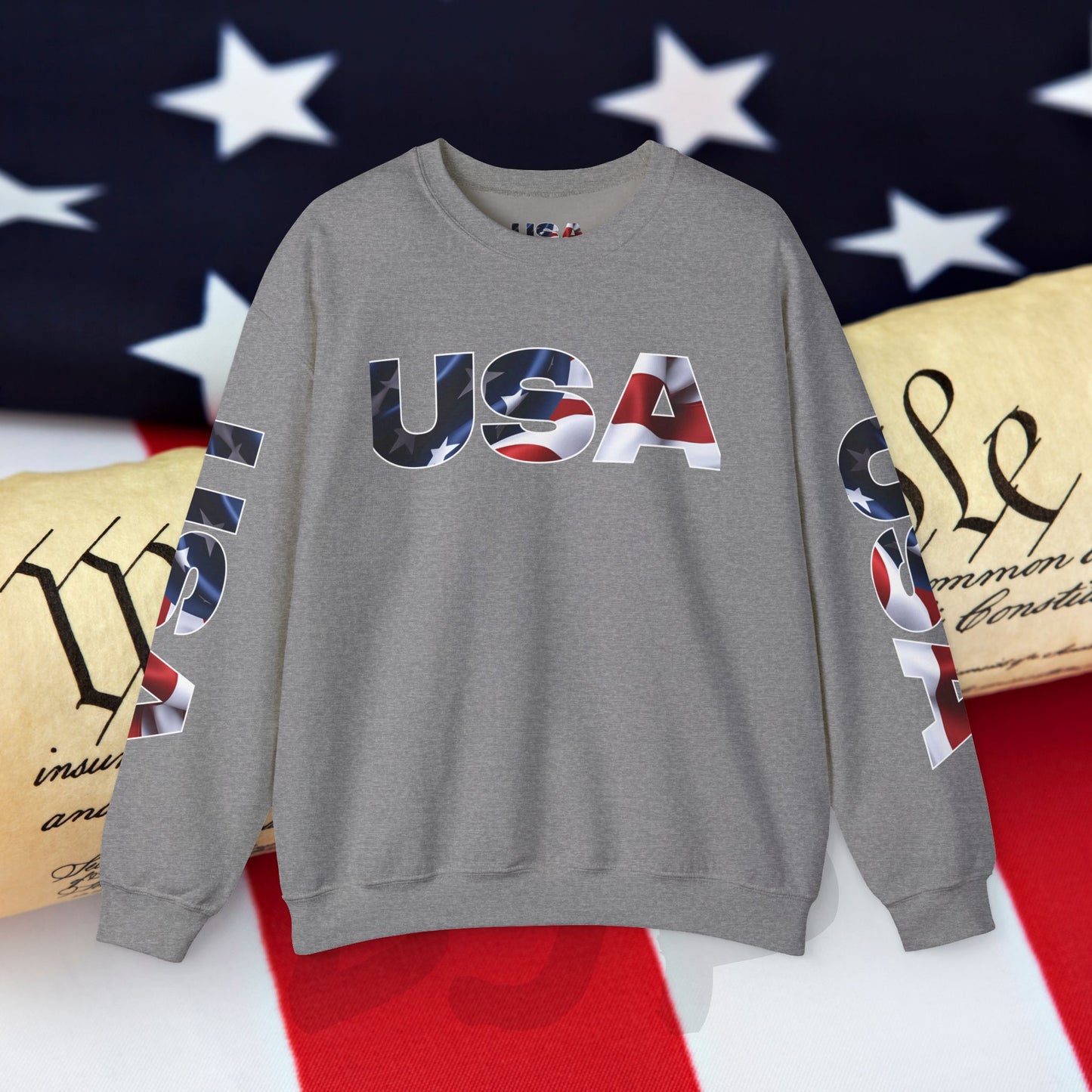 Patriotic USA Crewneck Sweatshirt - Unisex Heavy Blend - American Pride - National Pride Gift - S-5XL