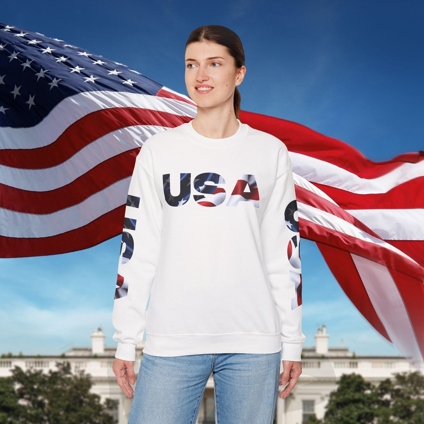 Patriotic USA Crewneck Sweatshirt - Unisex Heavy Blend - American Pride - National Pride Gift - S-5XL