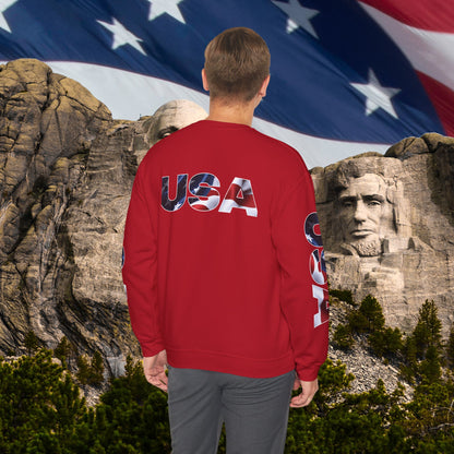 Patriotic USA Red White Blue - Crewneck Sweatshirt - Unisex Pullover - S-5XL