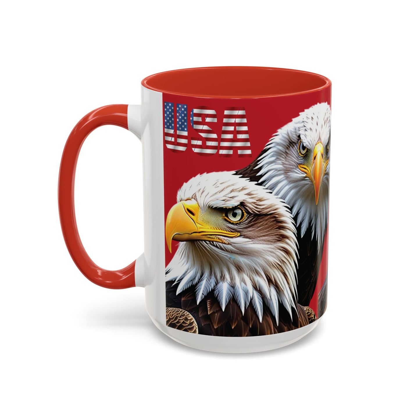 Patriotic Bald Eagle Accent Mug - Red White & Blue - 11oz/15oz - 4 Colors