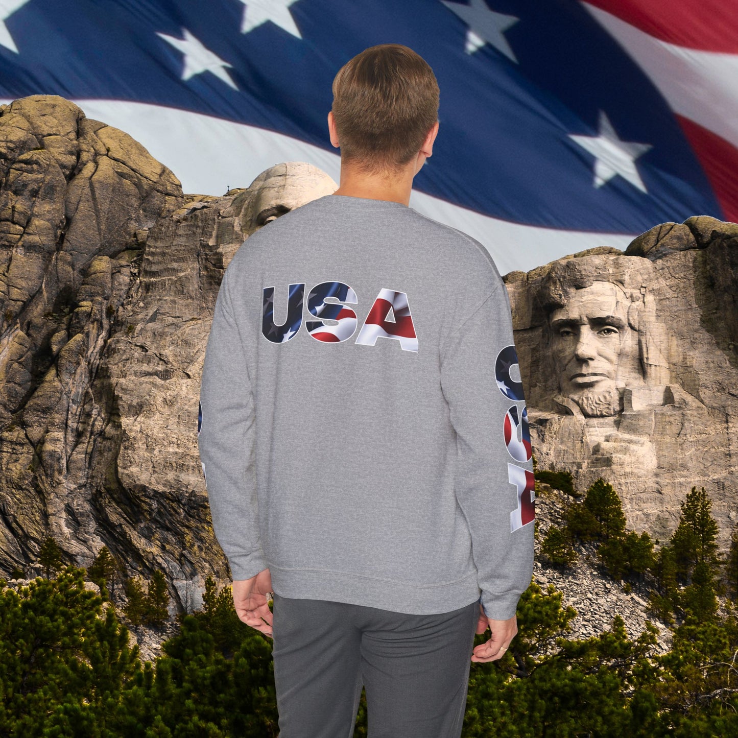 Patriotic USA Red White Blue - Crewneck Sweatshirt - Unisex Pullover - S-5XL