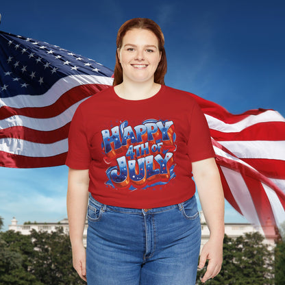 Happy 4th Of July, Print Design T-Shirt, Independence Day, American Flag, Bald Eagle, Red White Blue