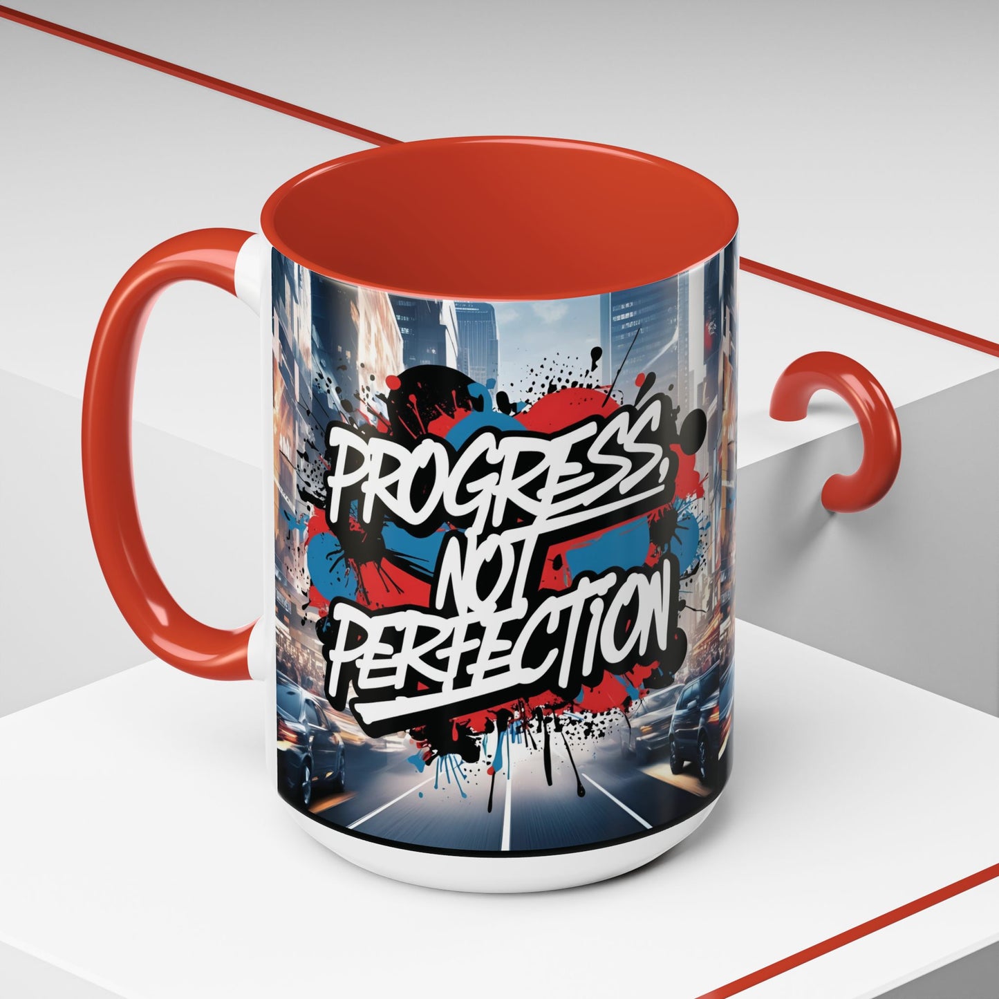 Progress Not Perfection! Graffiti Style Mug - Vibrant Design - 11oz/15oz - 8 Colors