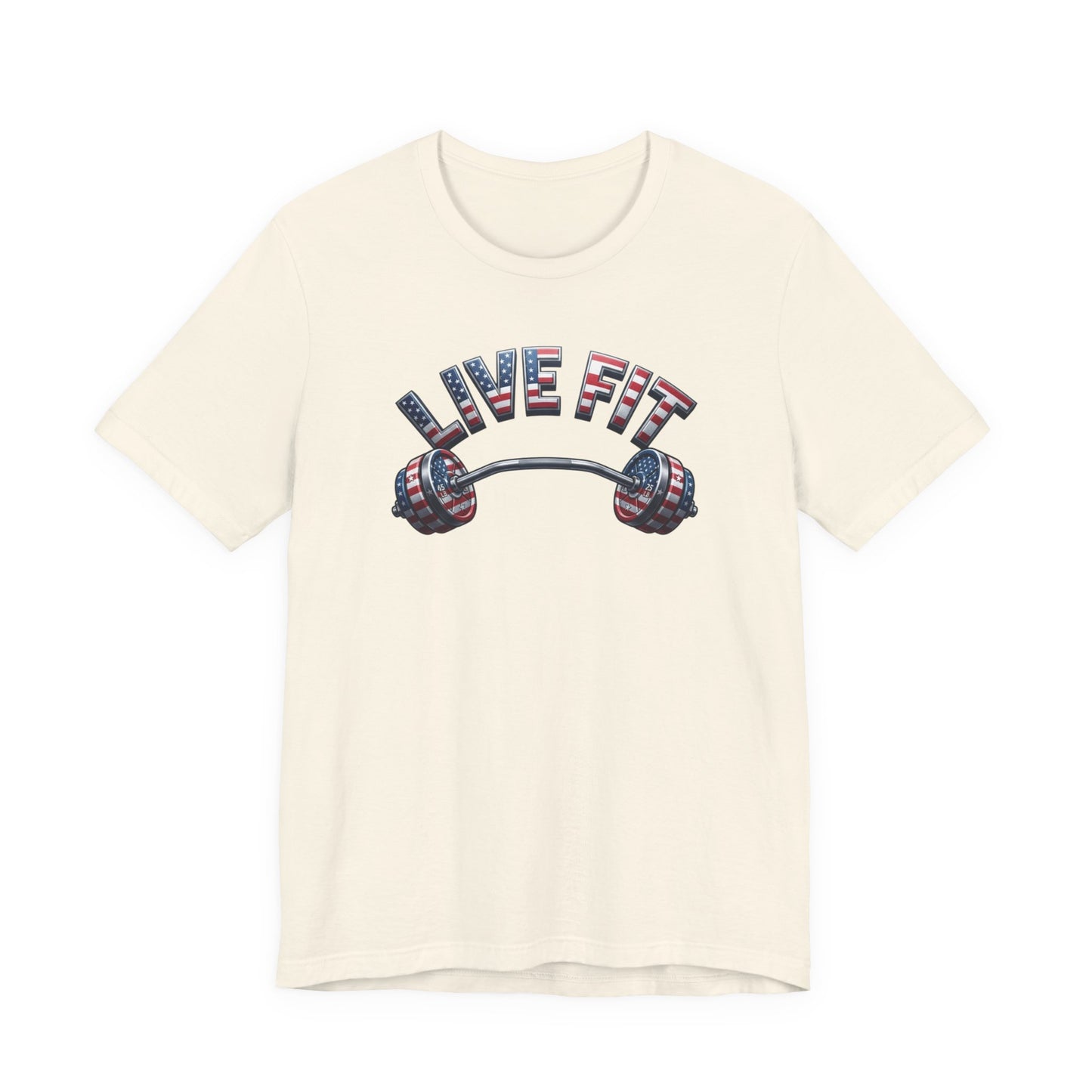 LIVE FIT American Flag Barbell T-Shirt | Patriotic Gym Tee – LIVE FIT