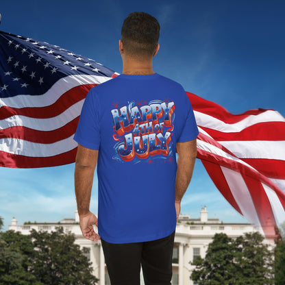 Happy 4th Of July, Print Design T-Shirt, Independence Day, American Flag, Bald Eagle, Red White Blue