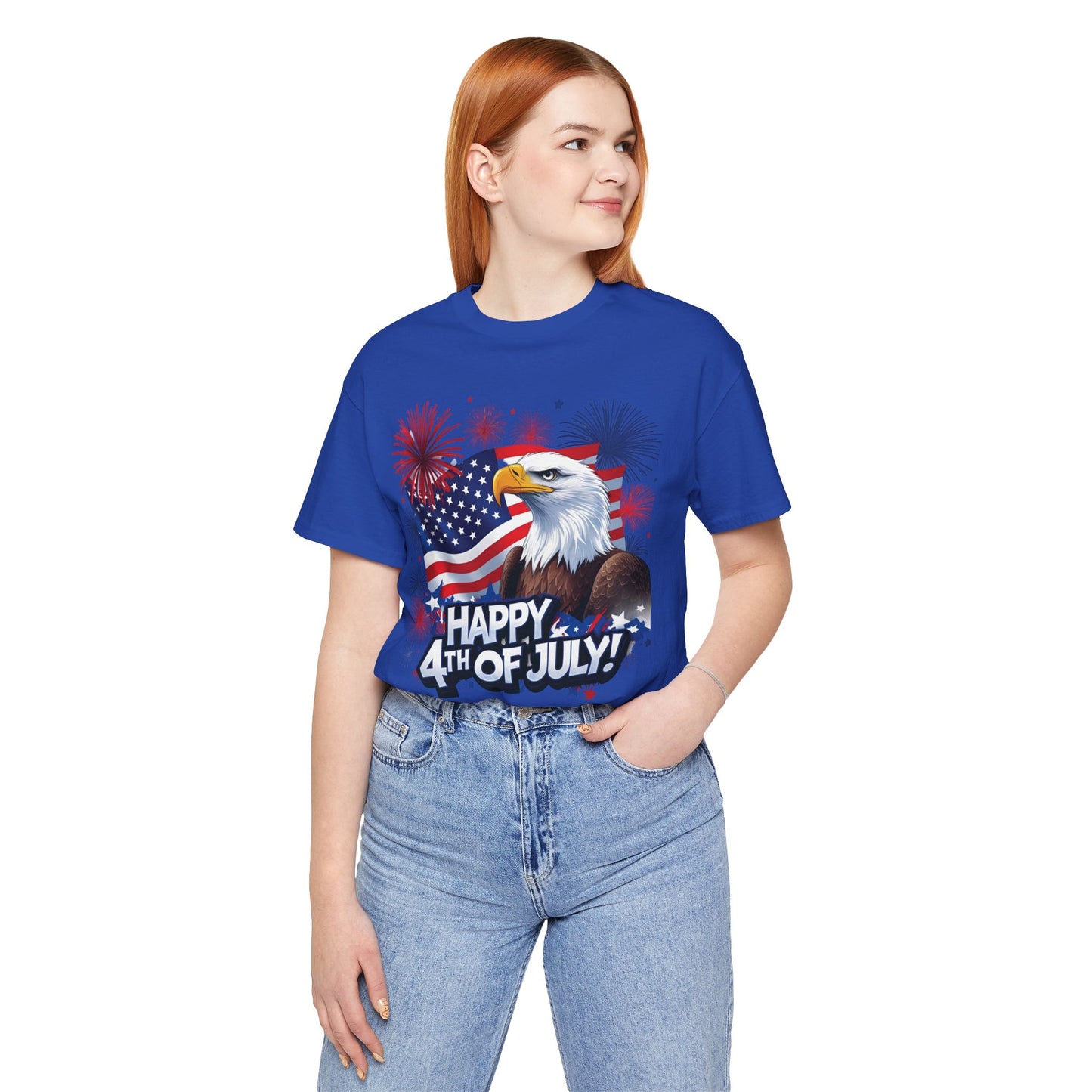 Happy 4th of July Graphic T-Shirt - Patriotic Bald Eagle - American Flag Tee - XS-4XL