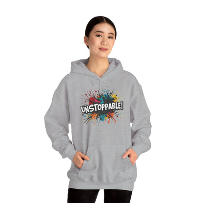 Unstoppable! Paint Splash Hoodie - Motivational Graphic Sweatshirt - Unisex Pullover - S-5XL