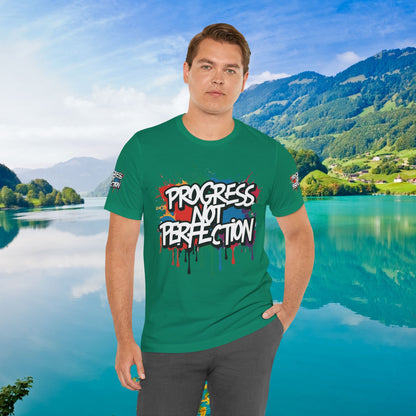 💥 Vibrant   💥   Eye-catching   💥   Motivational    💥 All  Over Print   💥 Unisex T-shirt  💥   Progress  Not  Perfection   💥  Art-Inspired   💥  Apparel  💥  Sizes  XS  x  4XL 💥