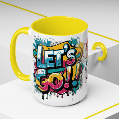 Vibrant   Ceramic  Mug    Inspirational      Let's Go!     Graffiti  Mug      Coffee Mug        Progress  Not  Perfection   Sizes   11oz  &  15oz    Birthday Gift   Graduation Gift    8  Different  Color Options