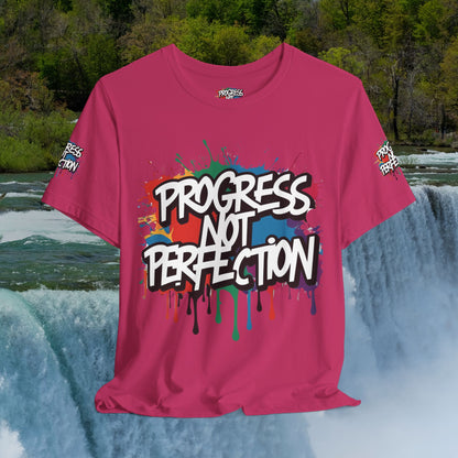 💥 Vibrant   💥   Eye-catching   💥   Motivational    💥 All  Over Print   💥 Unisex T-shirt  💥   Progress  Not  Perfection   💥  Art-Inspired   💥  Apparel  💥  Sizes  XS  x  4XL 💥