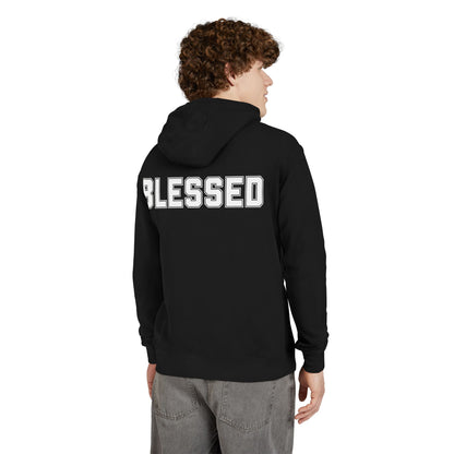 Blessed Hoodie — Cozy French Terry Pullover - with - White - Bold Front & Back Text - Holiday Gift - Fitness
