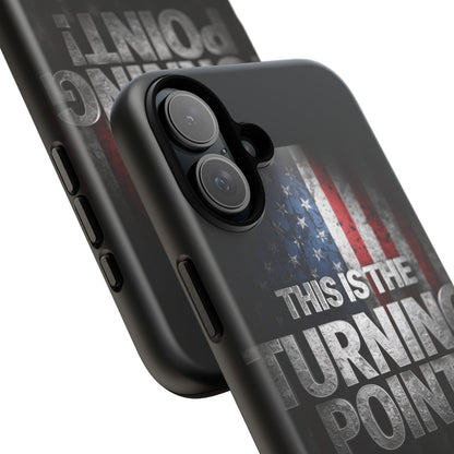 Stunning Patriotic Protective Cell Phone Case -  Charlie Kirk - This Is The Turning Point! - Red White Blue - Beautiful American Flag Backdrop Design - Perfect Gift for Everyday Use, Durable Cover, Stylish Protection