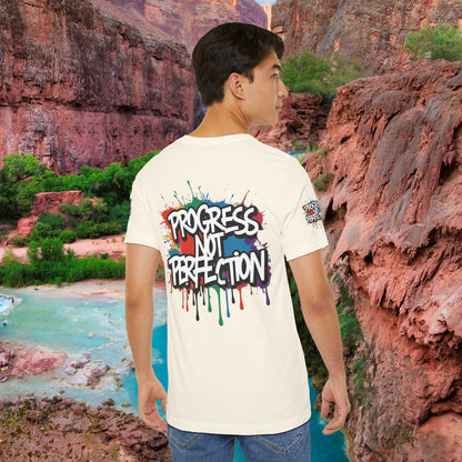 💥 Vibrant   💥   Eye-catching   💥   Motivational    💥 All  Over Print   💥 Unisex T-shirt  💥   Progress  Not  Perfection   💥  Art-Inspired   💥  Apparel  💥  Sizes  XS  x  4XL 💥