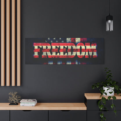 Patriotic Wall Art Print - Freedom Design Canvas Decor - American Flag Red White & Blue Artwork - Christmas Gifts - Independence Day Decoration - Home Gallery Piece -