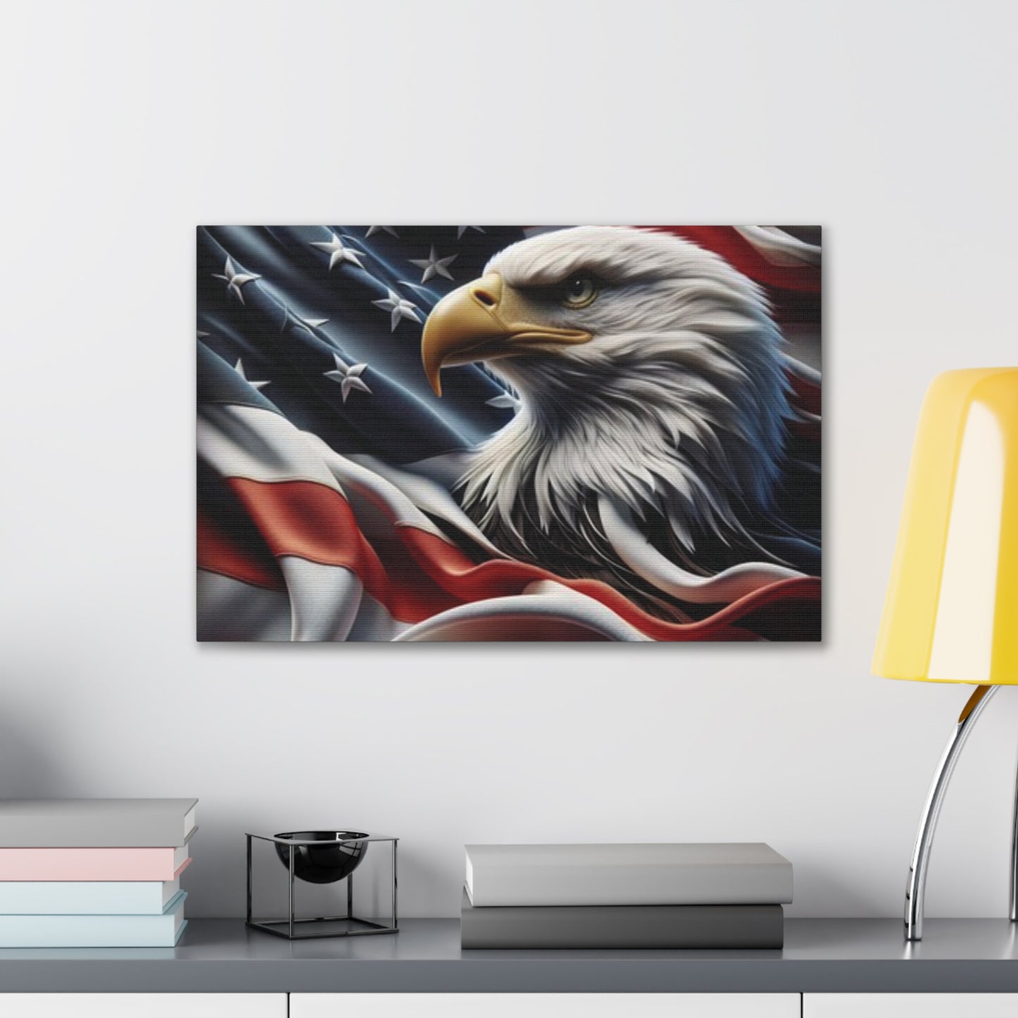Patriotic Canvas Wall Art - American Eagle - American Flag Background Design - Red White Blue - Home Decor for Veterans -  Memorial Day -  Independence Day -  Holiday Gifts -