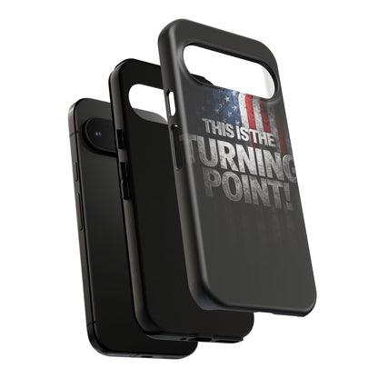 Stunning Patriotic Protective Cell Phone Case -  Charlie Kirk - This Is The Turning Point! - Red White Blue - Beautiful American Flag Backdrop Design - Perfect Gift for Everyday Use, Durable Cover, Stylish Protection
