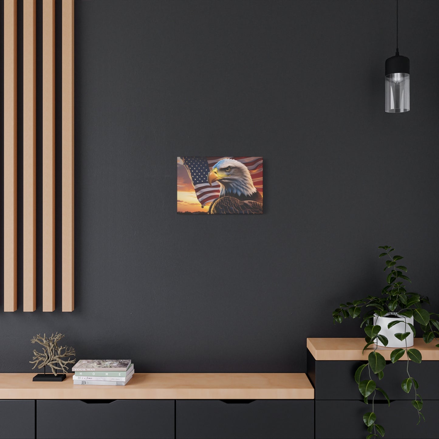 Patriotic Red Eagle Canvas Wall Art, Stretched Eagle Art - Red White Blue - American Flag Decor - Veteran's Day Gift - 4th of July Decoration, Home Gallery Wall