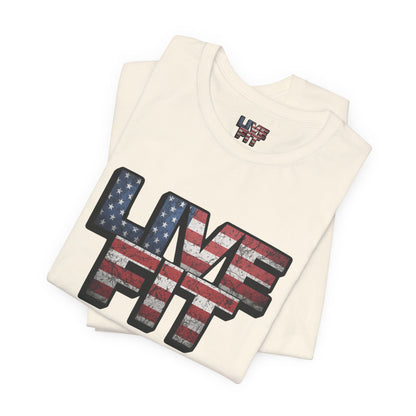 LIVE FIT Patriotic T-Shirt - American Flag Red White Blue - Unisex Fitness Tee