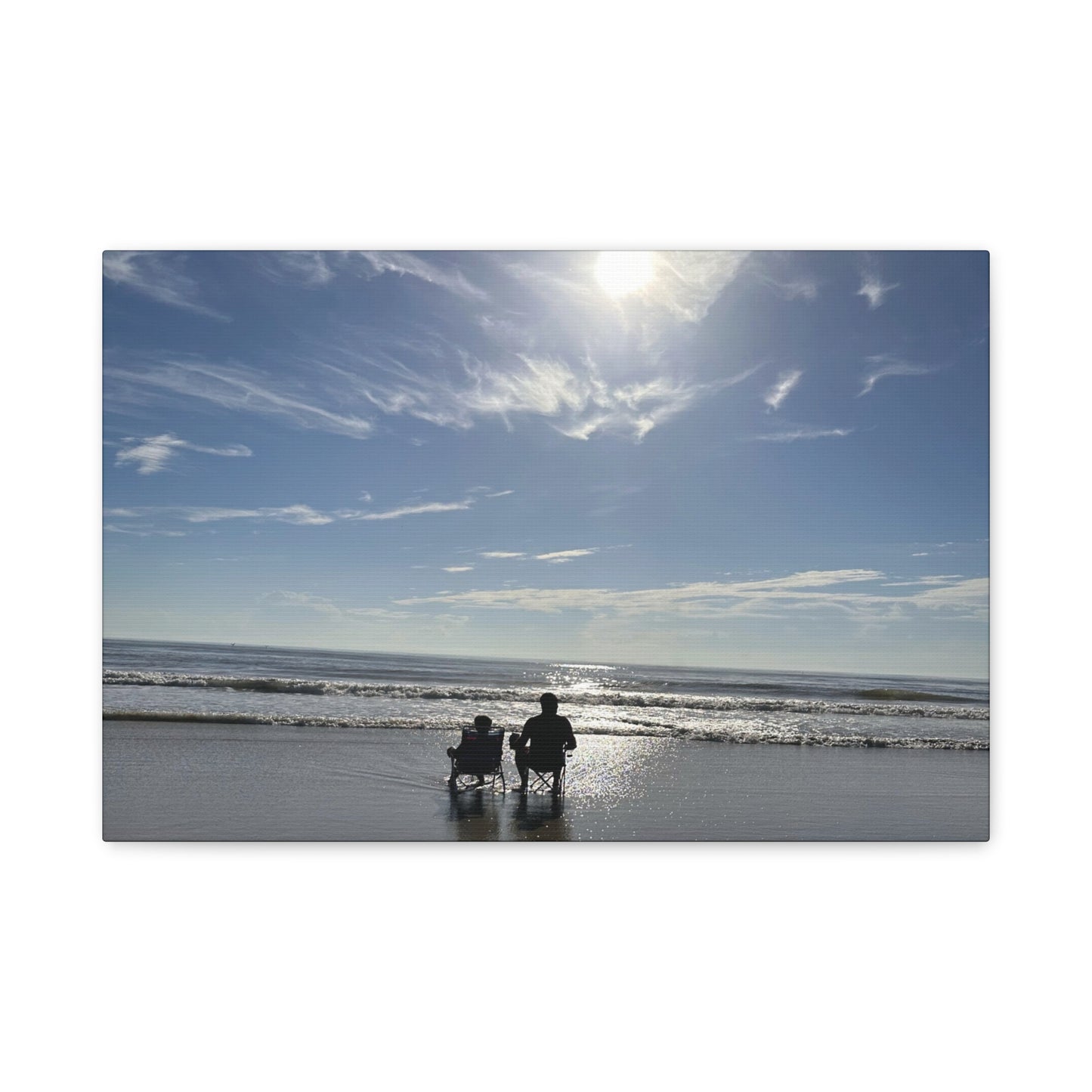 Beach Sunset Canvas Art, Stretched Canvas Print, Coastal Home Decor, Ocean Wall Art, Serene Landscape Painting