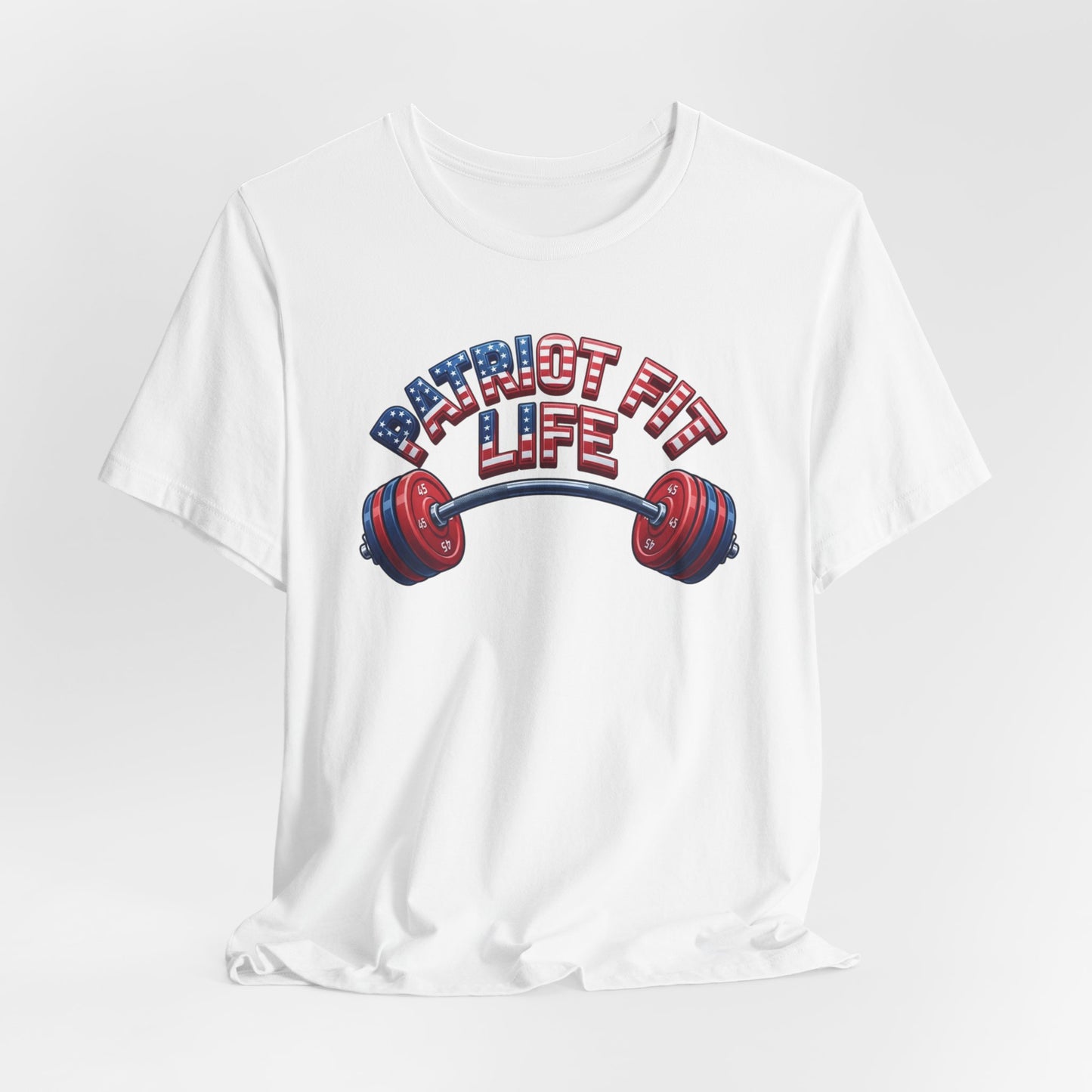 Patriot Fit Life T-Shirt — American Flag Barbell Fitness Tee
