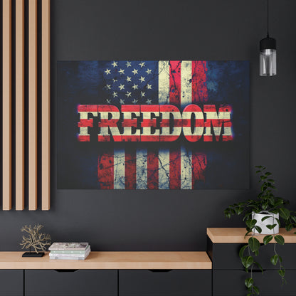 Patriotic Wall Art Print - Freedom Design Canvas Decor - American Flag Red White & Blue Artwork - Christmas Gifts - Independence Day Decoration - Home Gallery Piece -