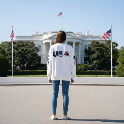 Patriotic USA Red White Blue - Crewneck Sweatshirt - Unisex Pullover - S-5XL