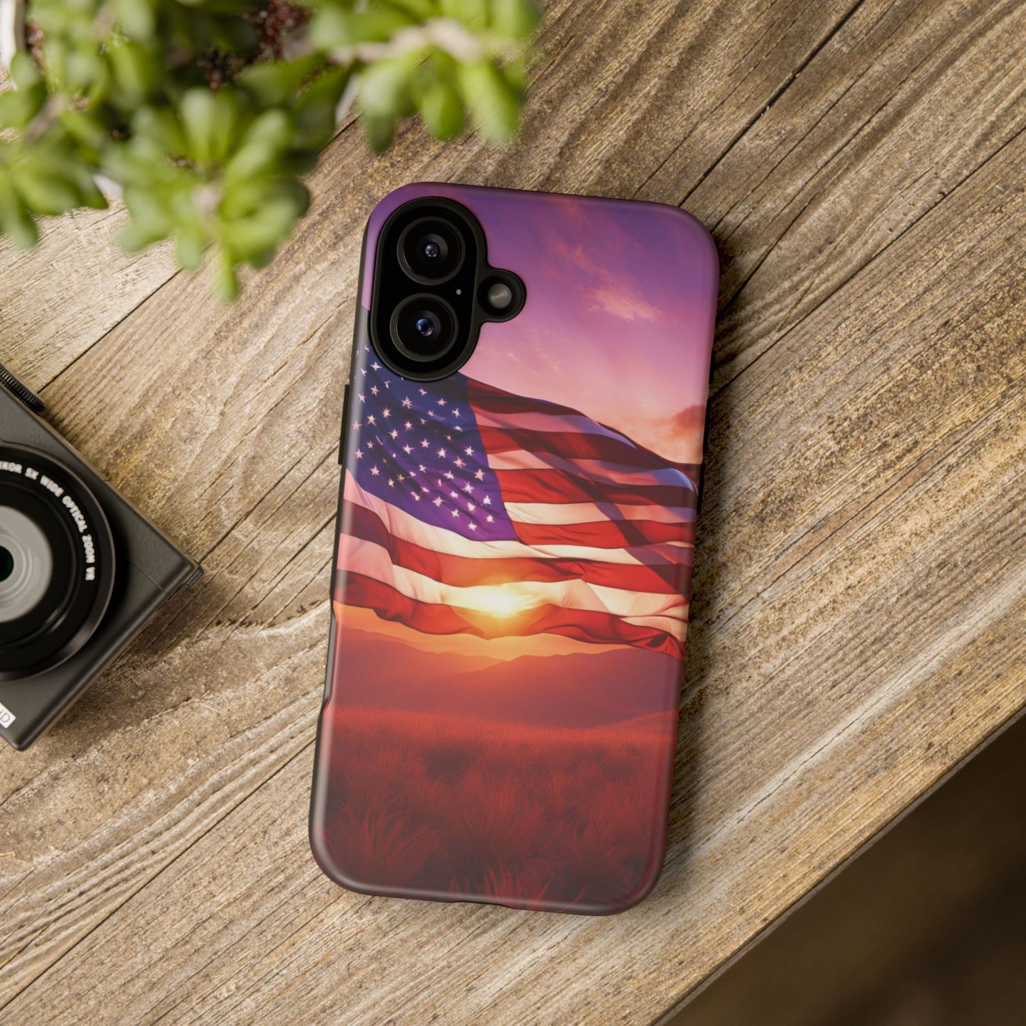 Stylish Phone Case - American Flag At Sunset Design - Patriotic Gift for Veterans - Independence Day -  Summer Vibes -