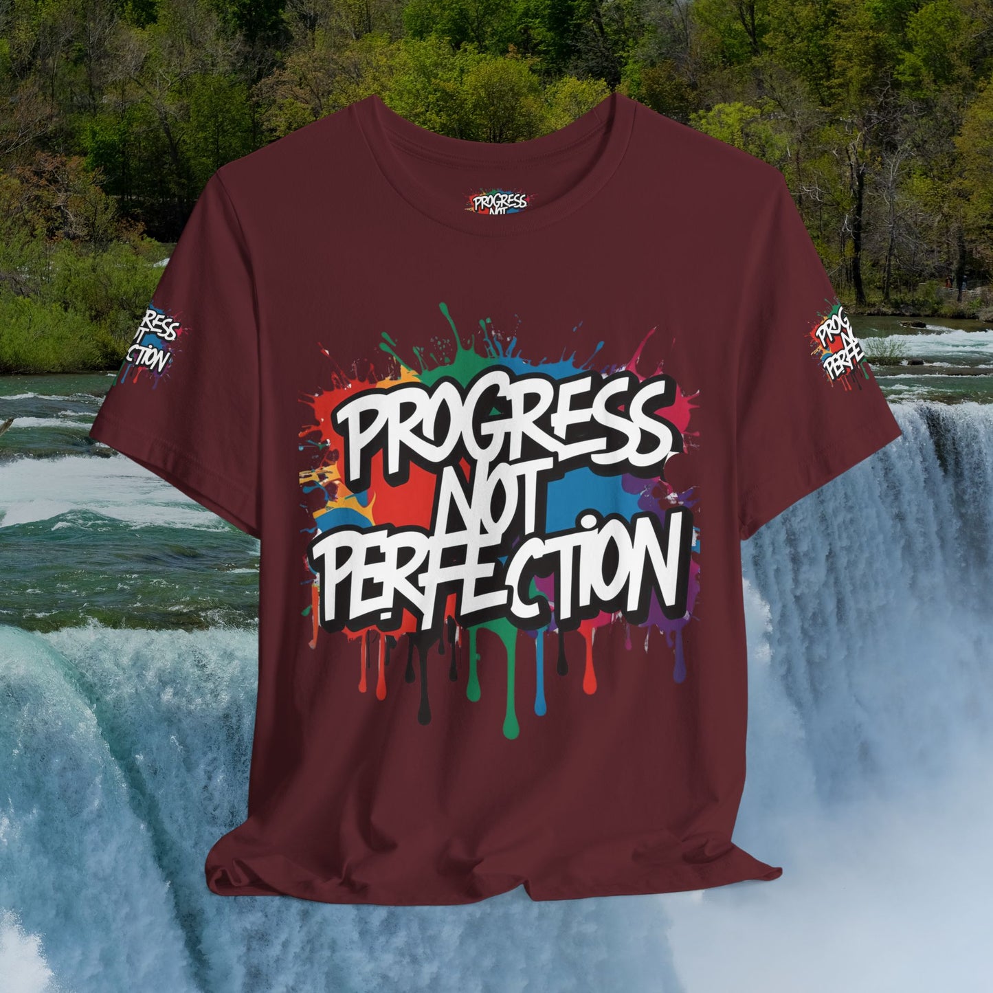 💥 Vibrant   💥   Eye-catching   💥   Motivational    💥 All  Over Print   💥 Unisex T-shirt  💥   Progress  Not  Perfection   💥  Art-Inspired   💥  Apparel  💥  Sizes  XS  x  4XL 💥