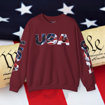 Patriotic USA Crewneck Sweatshirt - Unisex Heavy Blend - American Pride - National Pride Gift - S-5XL