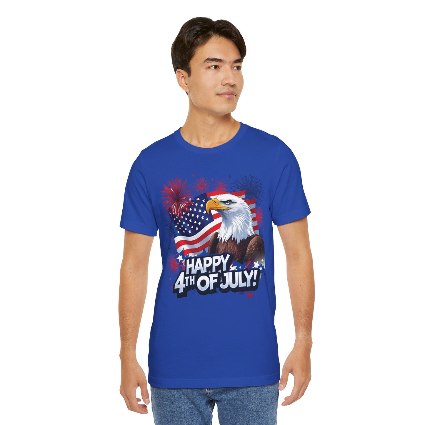 Happy 4th of July Graphic T-Shirt - Patriotic Bald Eagle - American Flag Tee - XS-4XL
