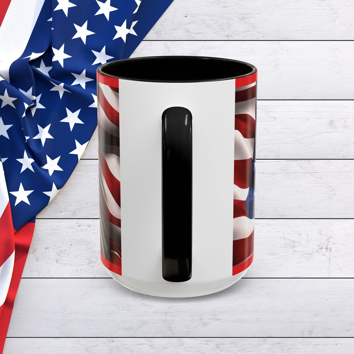 Patriotic Bald Eagle Coffee Mug - American Flag Accent - 11oz/15oz - Multiple Colors