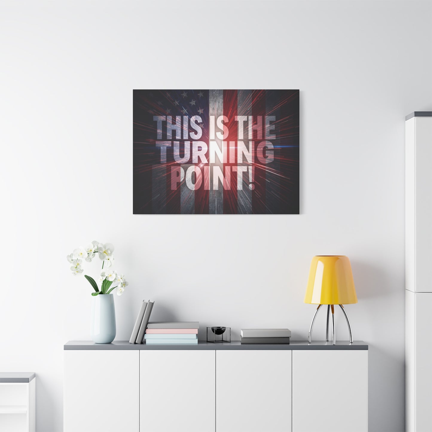 Charlie Kirk - This Is The Turning Point! - Red White Blue - Stunning American Flag Backdrop Design - Patriotic - Motivational Wall Art - Canvas - Multiple Sizes