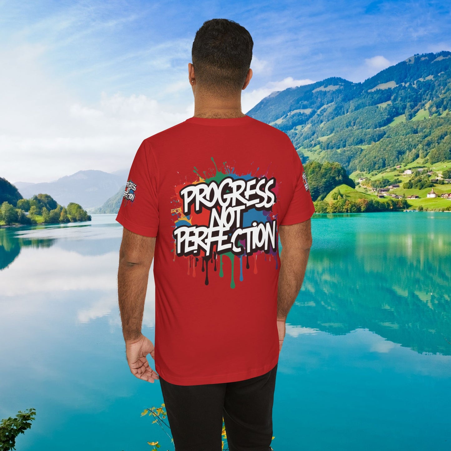 💥 Vibrant   💥   Eye-catching   💥   Motivational    💥 All  Over Print   💥 Unisex T-shirt  💥   Progress  Not  Perfection   💥  Art-Inspired   💥  Apparel  💥  Sizes  XS  x  4XL 💥