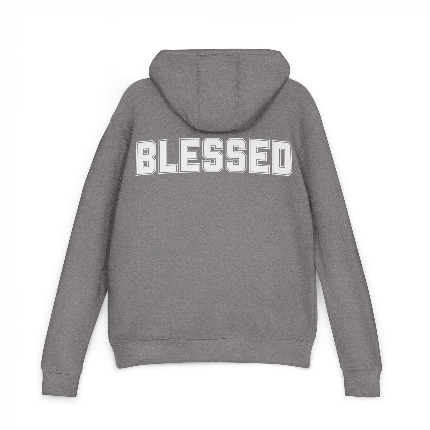 Blessed Hoodie — Cozy French Terry Pullover - with - White - Bold Front & Back Text - Holiday Gift - Fitness