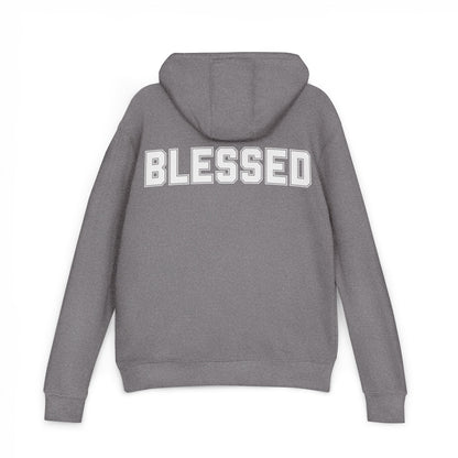 Blessed Hoodie — Cozy French Terry Pullover - with - White - Bold Front & Back Text - Holiday Gift - Fitness