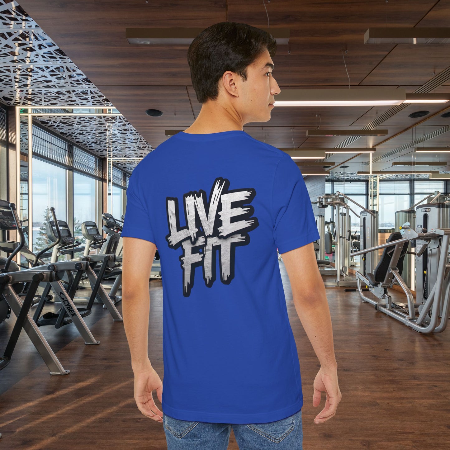 LIVE FIT Unisex Jersey Tee - Fitness Shirt - XS - 4XL -  Workout Apparel -  Motivational T-Shirt - Casual Wear - Gift for Fitness Enthusiasts