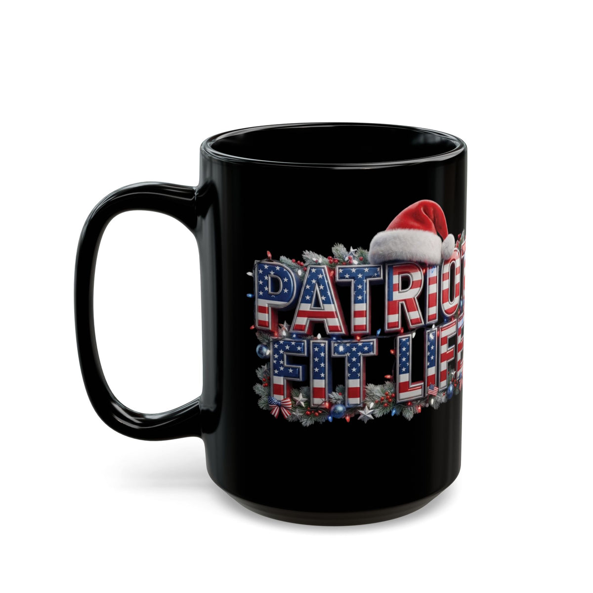 Patriot Fit Life Christmas Coffee Mug - Centered Santa Hat & Ornaments | 11oz & 15oz