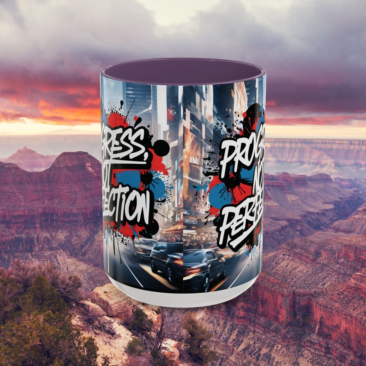 Progress Not Perfection! Graffiti Style Mug - Vibrant Design - 11oz/15oz - 8 Colors